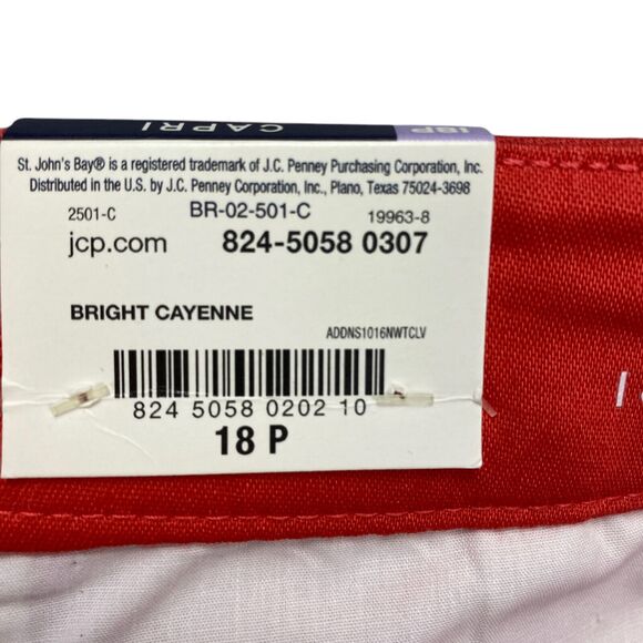 St Johns Bay Women 18P Secretly Slender Mid- Rise Capri Bright Cayene $36 - Picture 5 of 14
